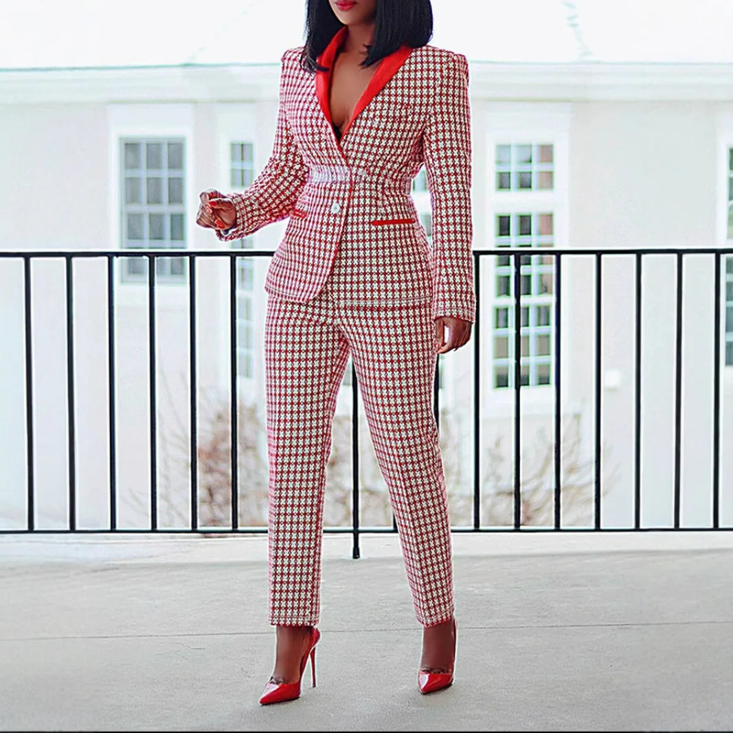 2026 Women's Plaid Office Lady Suit Long Sleeve Blazer + Pants Two-Piece Set
2026 Women's Plaid Office Lady Suit Long Sleeve Blazer + Pants Two-Piece Set