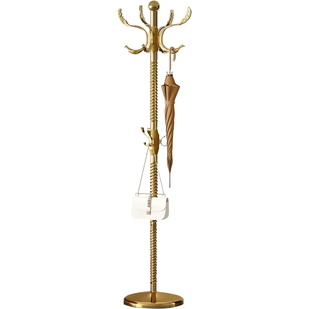 Modern Stainless Steel Gold Coat Rack - Freestanding Metal Hall Coat Tree with 14 Hooks & Round Base for Bags and Hats
Modern Stainless Steel Gold Coat Rack - Freestanding Metal Hall Coat Tree with 14 Hooks & Round Base for Bags and Hats