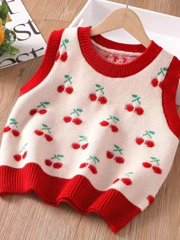 Faionable Knitted Vest for Girls Spring Autumn Sle Children's Knitted Sweater Versatile Collar Polyester Fiber 00%
Faionable Knitted Vest for Girls Spring Autumn Sle Children's Knitted Sweater Versatile Collar Polyester Fiber 00%