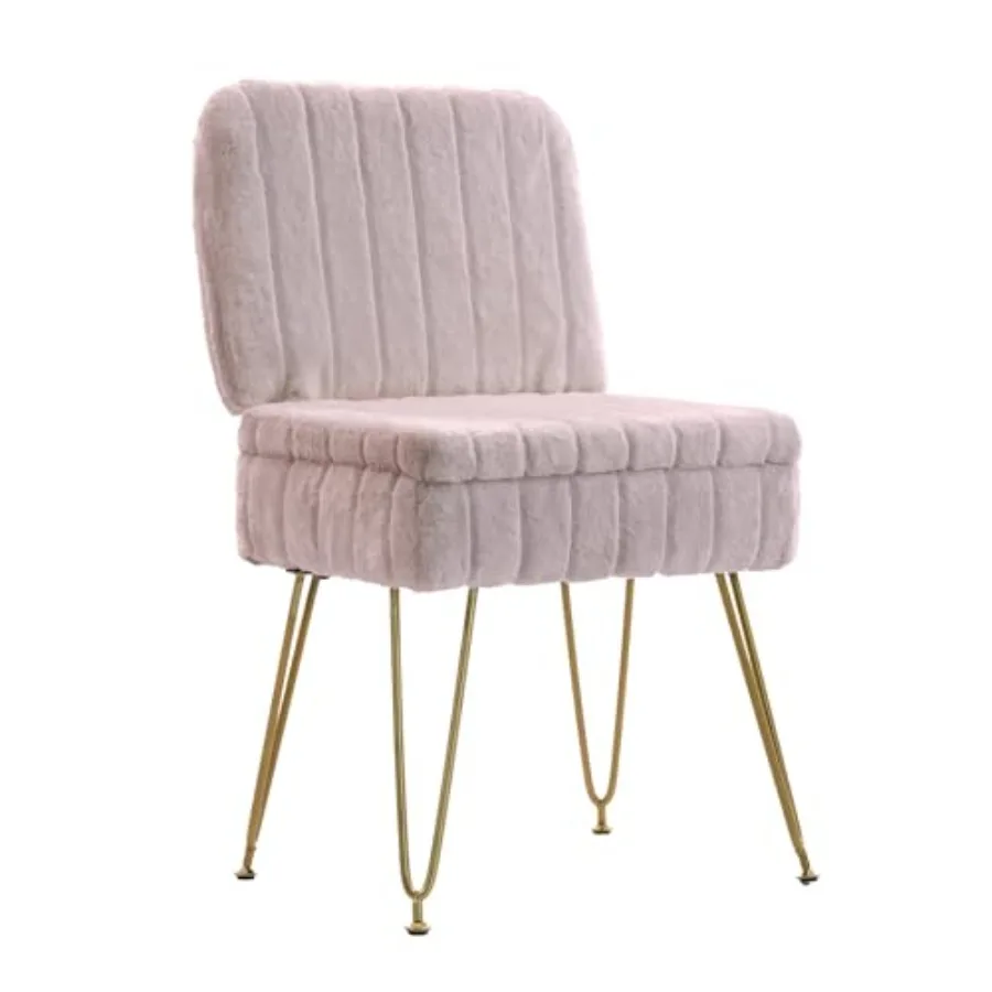 Vanity Chair with Storage, Comfy Ottoman with Folding Back, Faux Fur Vanity Stool with 4 Metal Legs for Make Up, Furry Padded S
Vanity Chair with Storage, Comfy Ottoman with Folding Back, Faux Fur Vanity Stool with 4 Metal Legs for Make Up, Furry Padded S