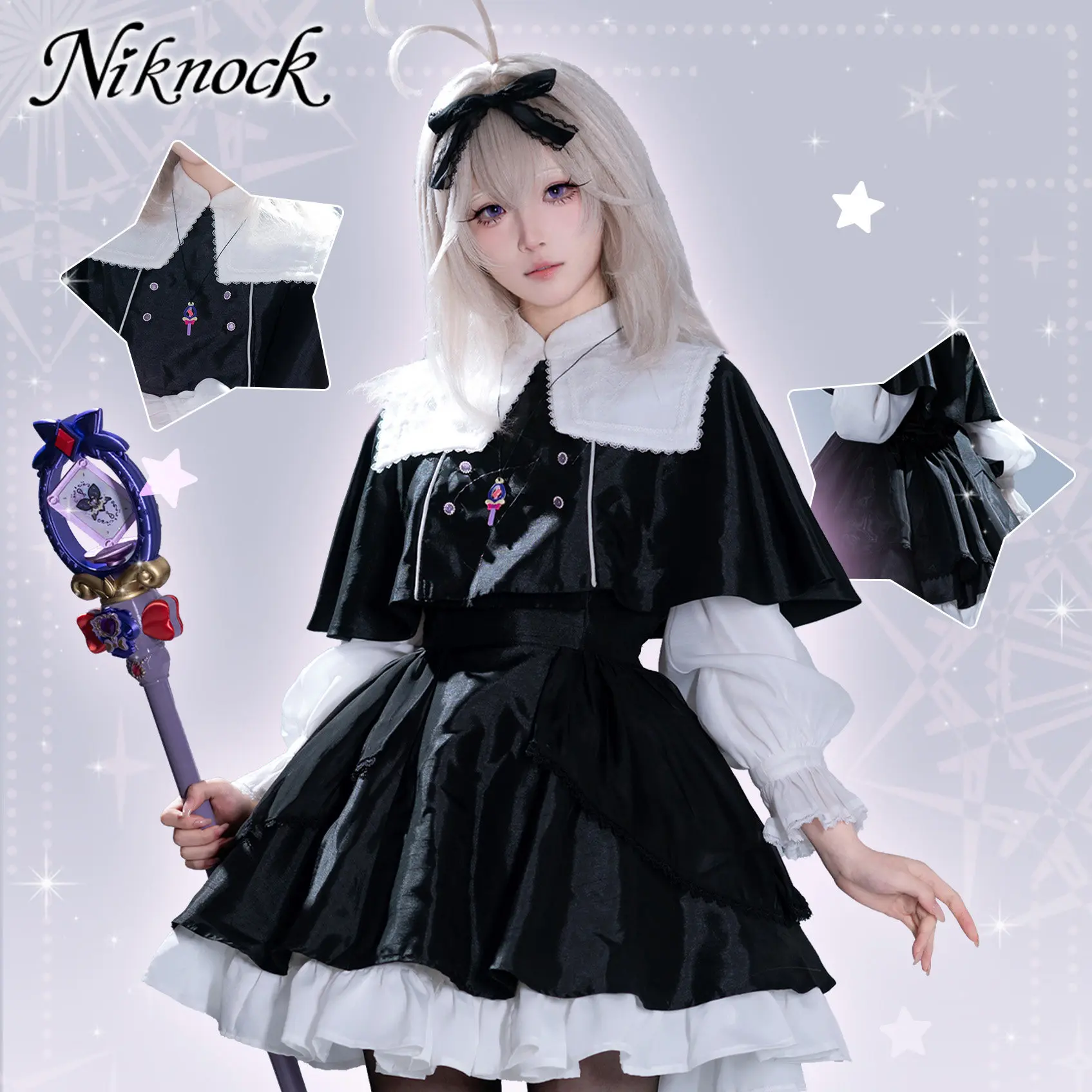 Star Detective Precure Moria Luluka Ruruka Cosplay Costume Black Lolita Dress Gothic Unifrom Combat Suit Carnival Party Outfit
Star Detective Precure Moria Luluka Ruruka Cosplay Costume Black Lolita Dress Gothic Unifrom Combat Suit Carnival Party Outfit