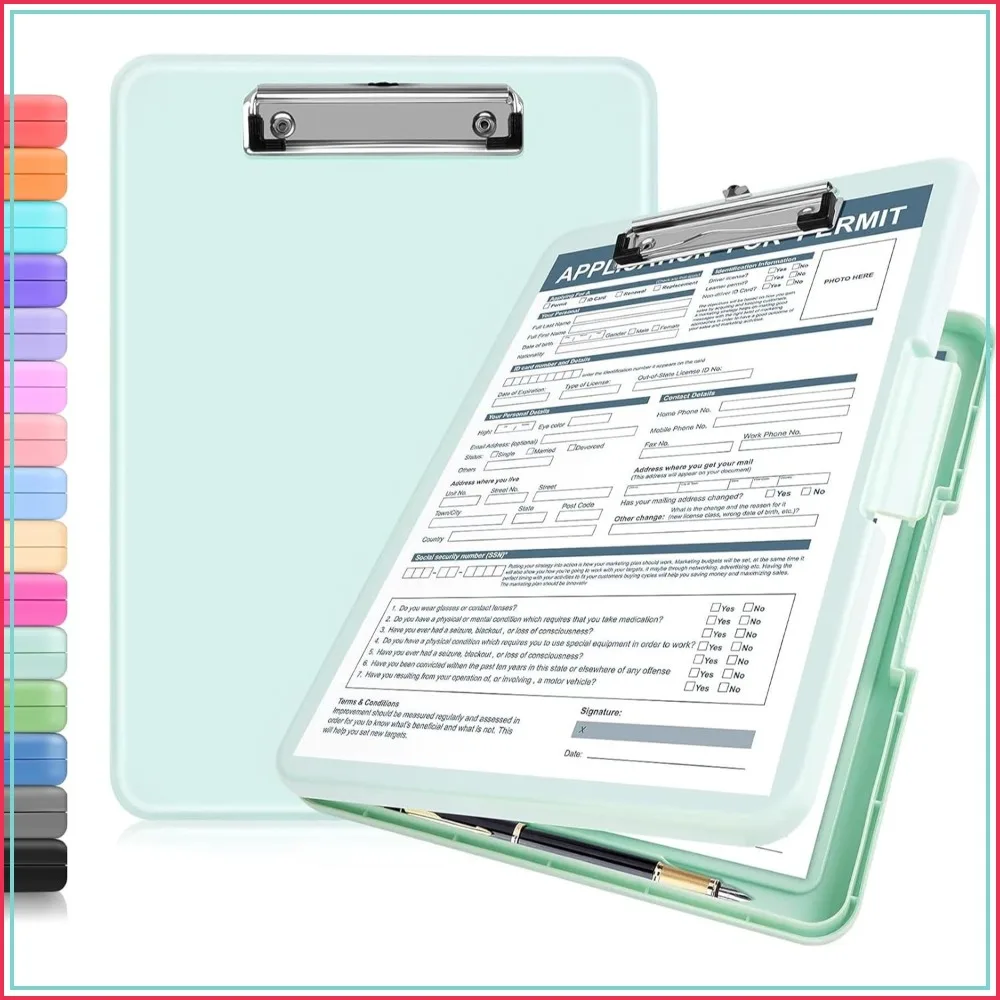 Foldable Clipboard with Storage, 13x9.6 Heavy Duty Plastic, Pen Holder, for Nurse Teacher Office School Supplies, Green
Foldable Clipboard with Storage, 13x9.6 Heavy Duty Plastic, Pen Holder, for Nurse Teacher Office School Supplies, Green