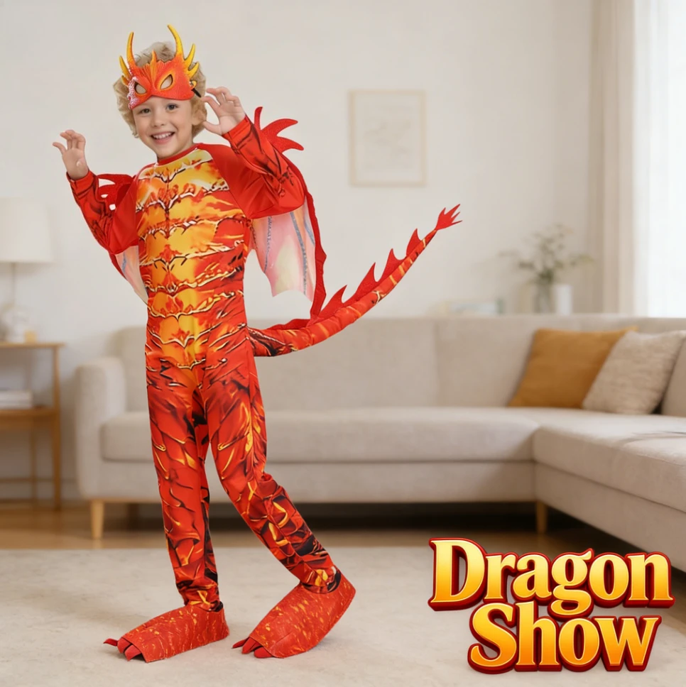 Kids New Dragon Costume Fire Dragon Knight Cosplay Outfit Dinosaur Role Play Set For Festival Stage Performance
Kids New Dragon Costume Fire Dragon Knight Cosplay Outfit Dinosaur Role Play Set For Festival Stage Performance