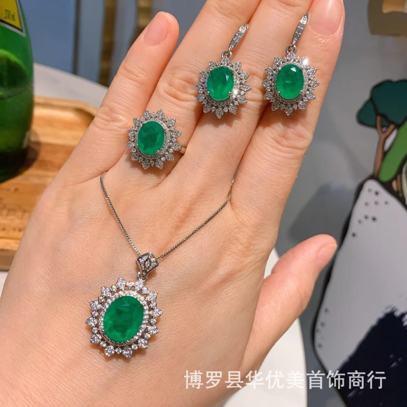 Internet Celebrity Live BroadcastS925Silver Needle Simulation Emerald Suit Pendant Necklace Ring Stud Earrings Wedding Jewelry T
Internet Celebrity Live BroadcastS925Silver Needle Simulation Emerald Suit Pendant Necklace Ring Stud Earrings Wedding Jewelry T
