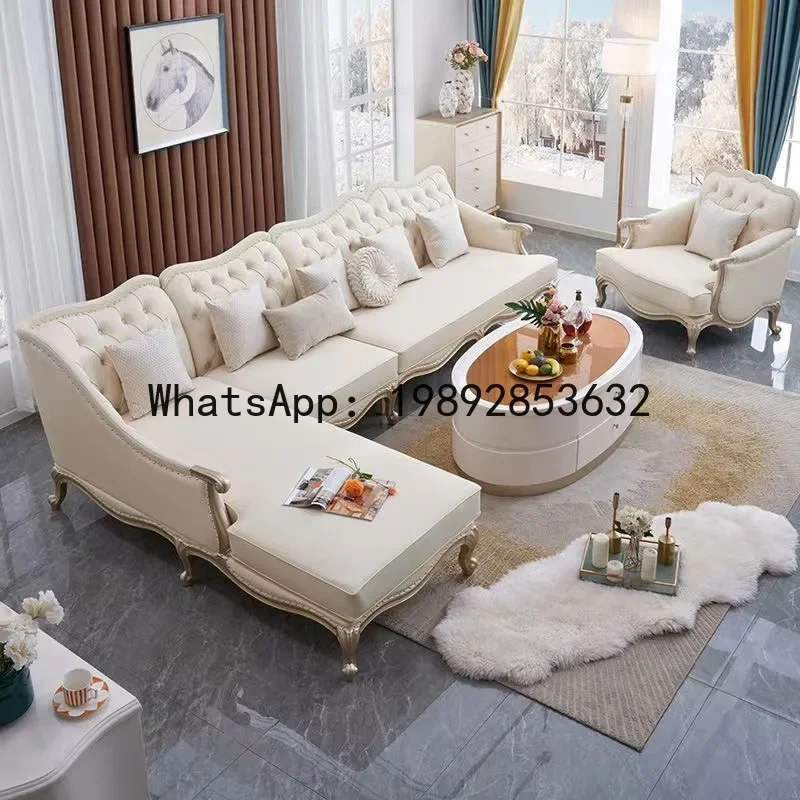 H5.15 solid wood postmodern leather sofa luxury villa 123 seats combination European living room furniture
H5.15 solid wood postmodern leather sofa luxury villa 123 seats combination European living room furniture