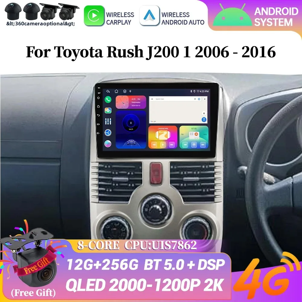 Android 14 Wireless Bluetooth Carplay Stereo Head Unit Screen Car Radio Multimedia Navigation For Toyota Rush J200 1 2006-2016
Android 14 Wireless Bluetooth Carplay Stereo Head Unit Screen Car Radio Multimedia Navigation For Toyota Rush J200 1 2006-2016