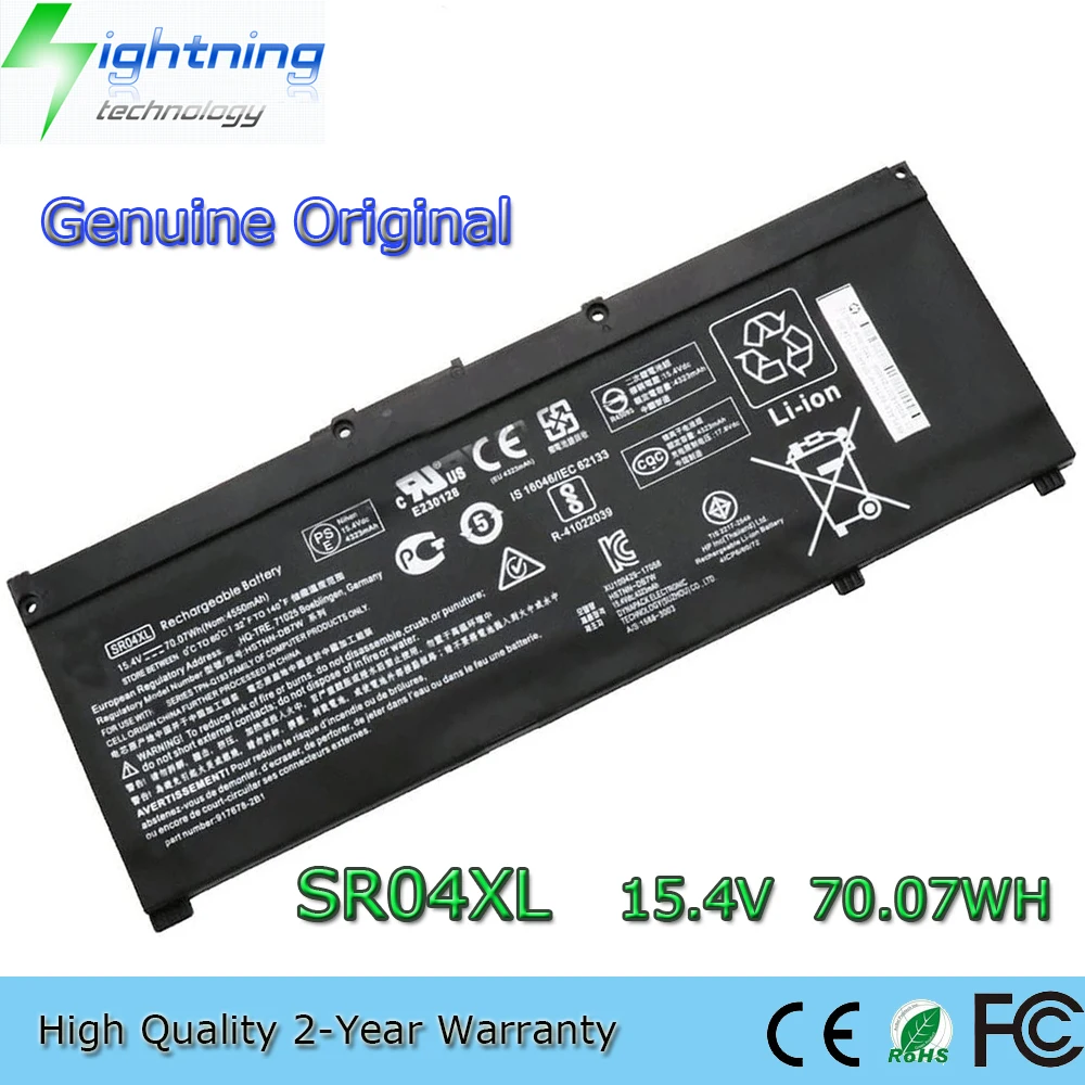 New Genuine Original SR04XL 15.4V 70.07Wh Laptop Battery for HP Omen 15-CE 917724-855 HSTNN-DB7W 917678-2B1
New Genuine Original SR04XL 15.4V 70.07Wh Laptop Battery for HP Omen 15-CE 917724-855 HSTNN-DB7W 917678-2B1
