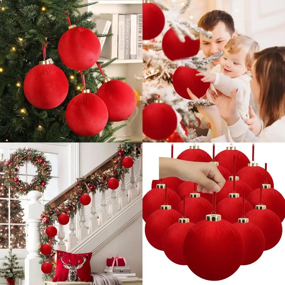 Large Flocked Christmas Tree Ornaments, 6 Inch Red Shatterproof Velvet Balls for Xmas Tree Decorations
Large Flocked Christmas Tree Ornaments, 6 Inch Red Shatterproof Velvet Balls for Xmas Tree Decorations