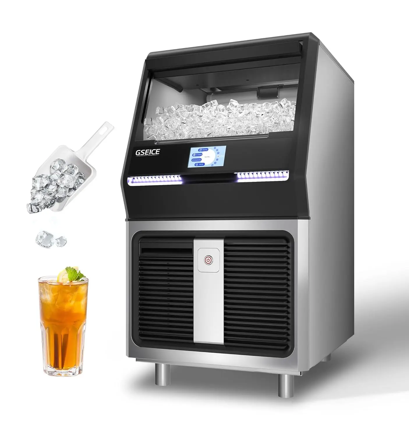 Ice Maker Machine, 150LBS/24H with 45 Pounds Storage Bin - 4.3 inch Touch Screen, 304 Stainless Steel Ice Making
Ice Maker Machine, 150LBS/24H with 45 Pounds Storage Bin - 4.3 inch Touch Screen, 304 Stainless Steel Ice Making