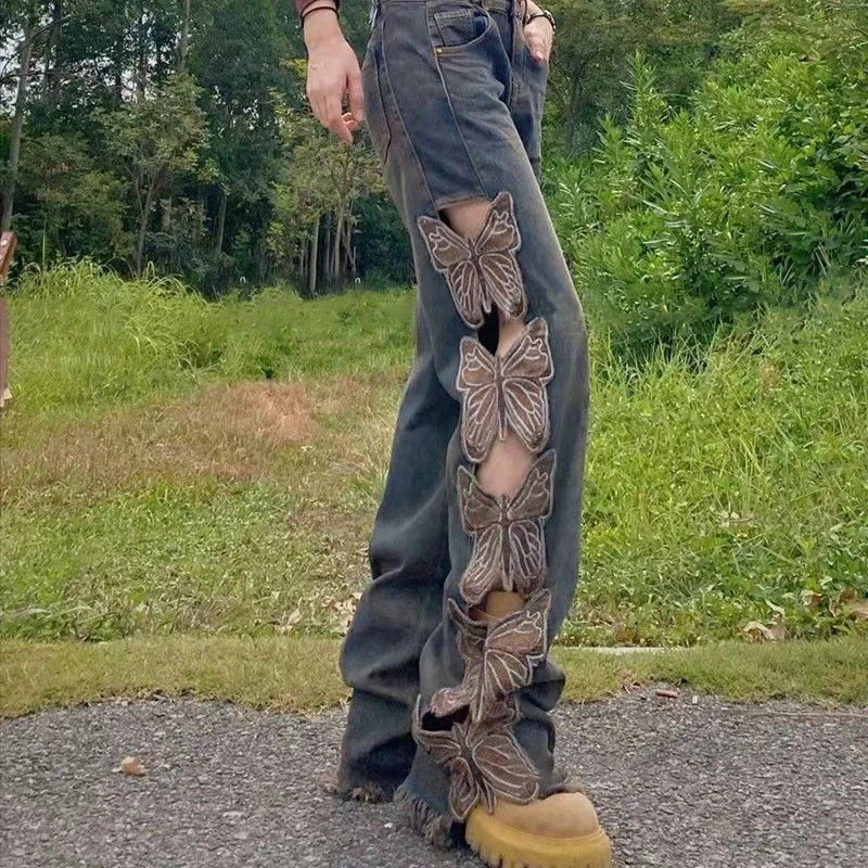Butterfly Embroidered Jeans Retro Embroidery Holes Loose Mop Hollow Wide-leg Pants 2025 Spring and Summer Fashion Women's Wear
Butterfly Embroidered Jeans Retro Embroidery Holes Loose Mop Hollow Wide-leg Pants 2025 Spring and Summer Fashion Women's Wear
