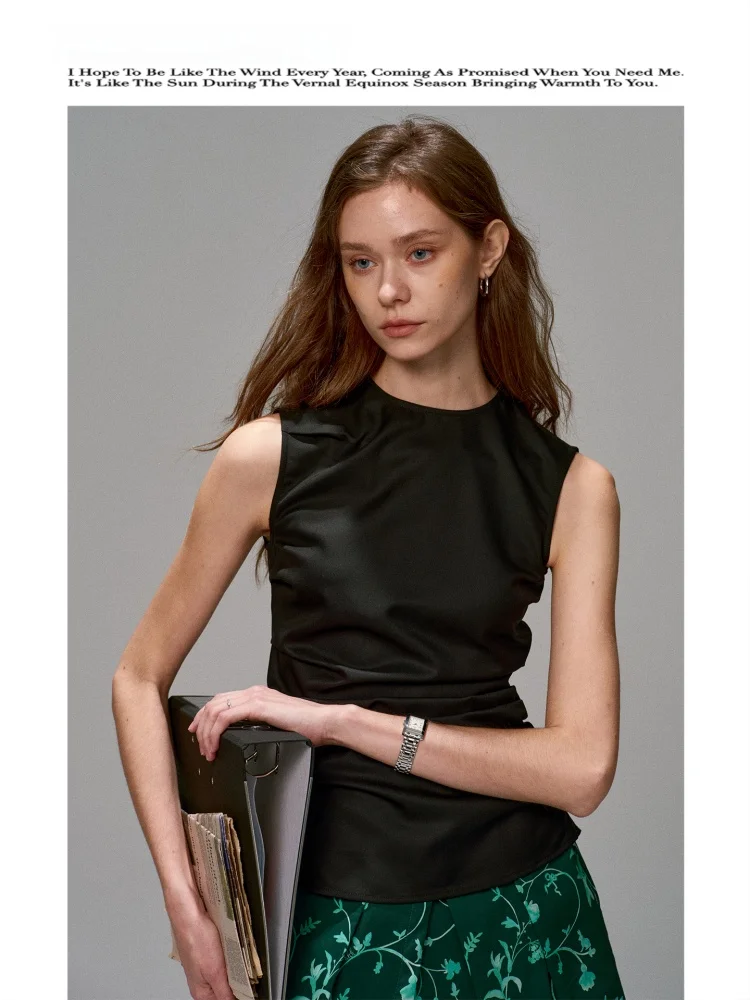 Windtold Wool Blend Full Acetate Pleated Waist Cinching Sleeveless round Neck Vest Commute Short Top Women's Fashion
Windtold Wool Blend Full Acetate Pleated Waist Cinching Sleeveless round Neck Vest Commute Short Top Women's Fashion