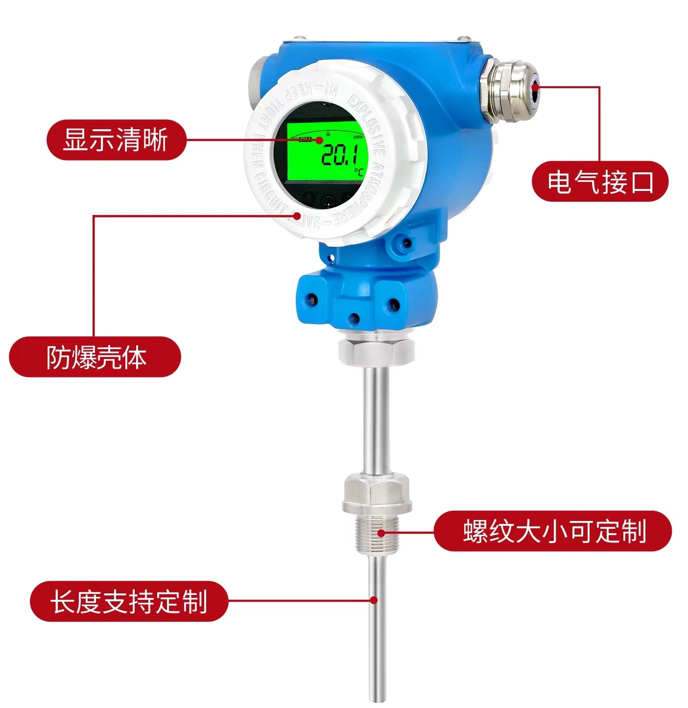CYT-521F explosion-proof temperature transmitter, sensor PT100 integrated temperature transmitter
CYT-521F explosion-proof temperature transmitter, sensor PT100 integrated temperature transmitter