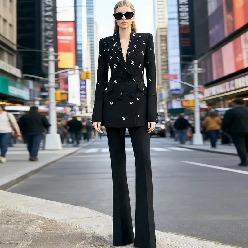 Fashionable Heavy Embellished Diamond Slim Fit Suit Jacket And Pants Set Two Piece Set Elegant European Style for Women
Fashionable Heavy Embellished Diamond Slim Fit Suit Jacket And Pants Set Two Piece Set Elegant European Style for Women