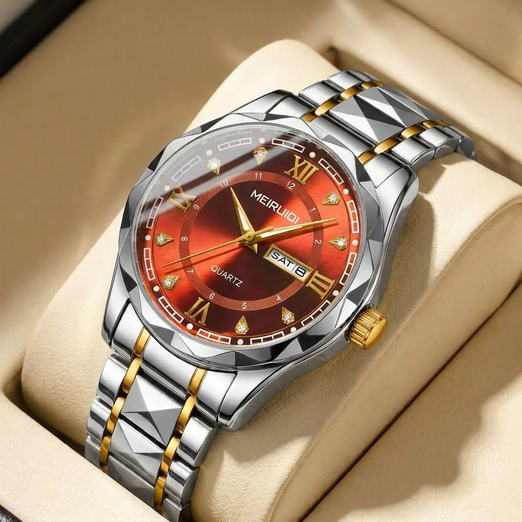 1pcs Men's red dial alloy strap vintage fashion classic business calendar details Quartz Watch for business party holiday
1pcs Men's red dial alloy strap vintage fashion classic business calendar details Quartz Watch for business party holiday