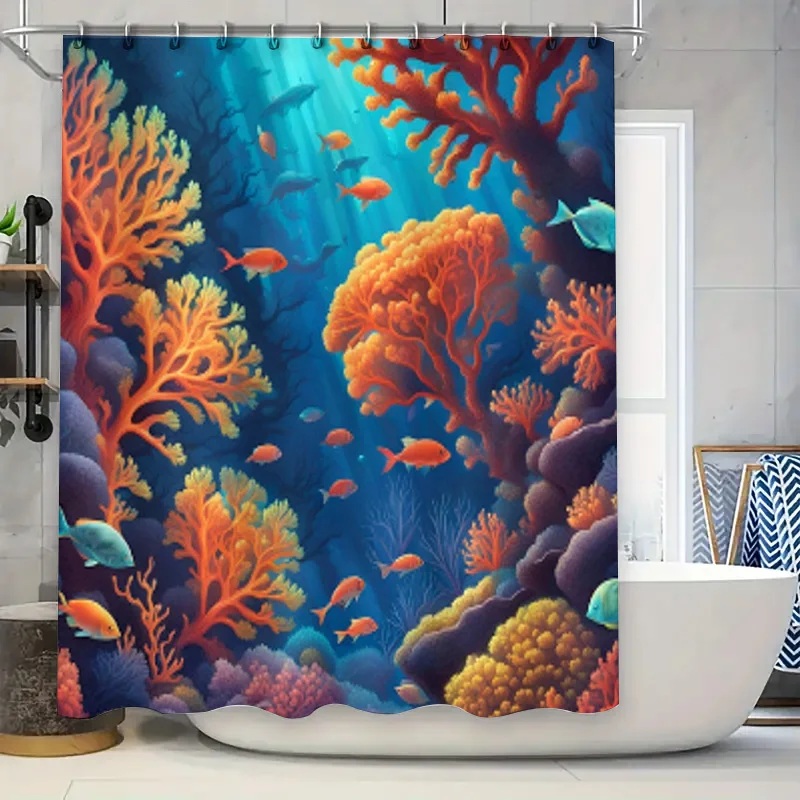 Underwater Coral Fish Bath Curtain Ocean Ambiance Shower Panel Rustic Decor Waterproof Fabric Hanging 3D Printed Waterproof Hom
Underwater Coral Fish Bath Curtain Ocean Ambiance Shower Panel Rustic Decor Waterproof Fabric Hanging 3D Printed Waterproof Hom