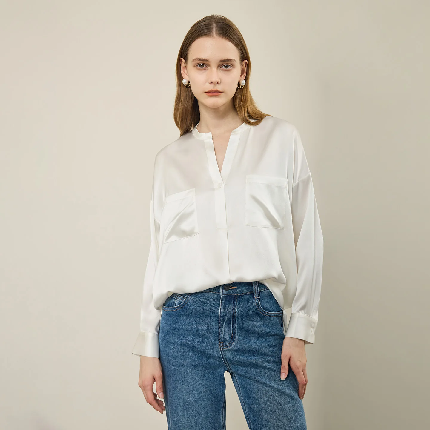 Women's 22MM 100% Mulberry Silk Shirt Medium Length with Pocket,Elegant and Unique High-end Blouse 2026 Spring Clothing
Women's 22MM 100% Mulberry Silk Shirt Medium Length with Pocket,Elegant and Unique High-end Blouse 2026 Spring Clothing