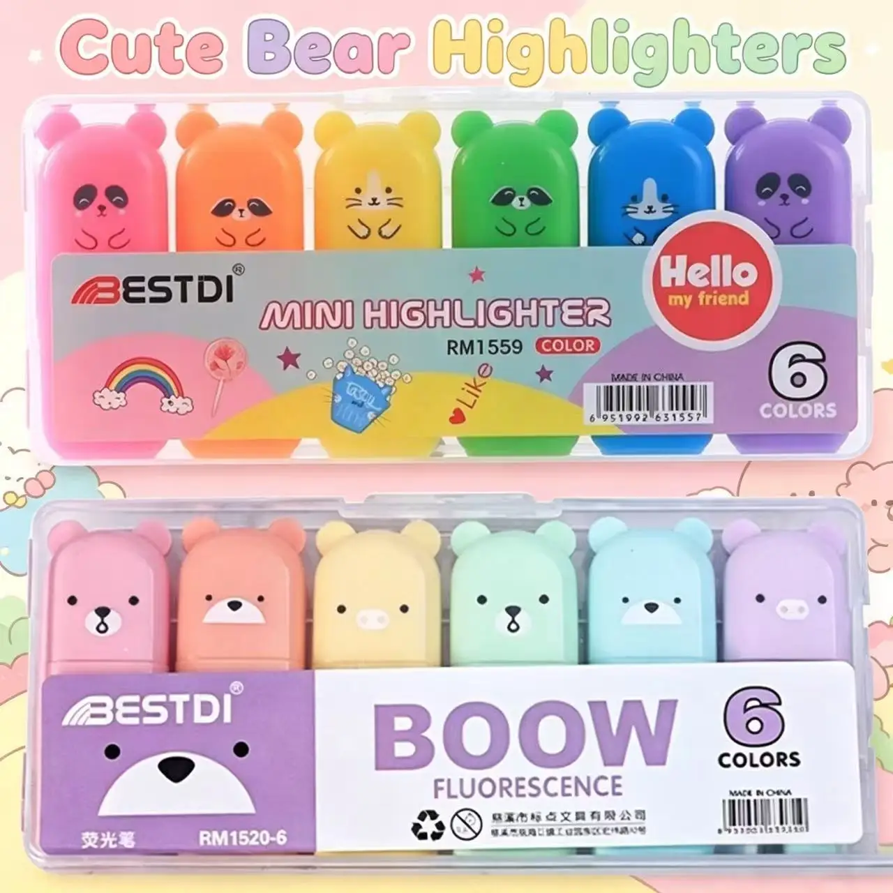4-12 Colors Bear Mini Fluorescent Highlighter Pen Kawaii Pastel Marker Pens Stationery Material Escolar Papelaria School Supplie
4-12 Colors Bear Mini Fluorescent Highlighter Pen Kawaii Pastel Marker Pens Stationery Material Escolar Papelaria School Supplie