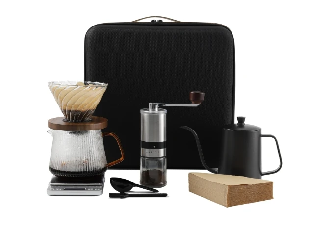 Portable outdoor travel camping hand-brewed coffee set gift box grinder hand-brewed kettle sharing kettle electronic scale
Portable outdoor travel camping hand-brewed coffee set gift box grinder hand-brewed kettle sharing kettle electronic scale