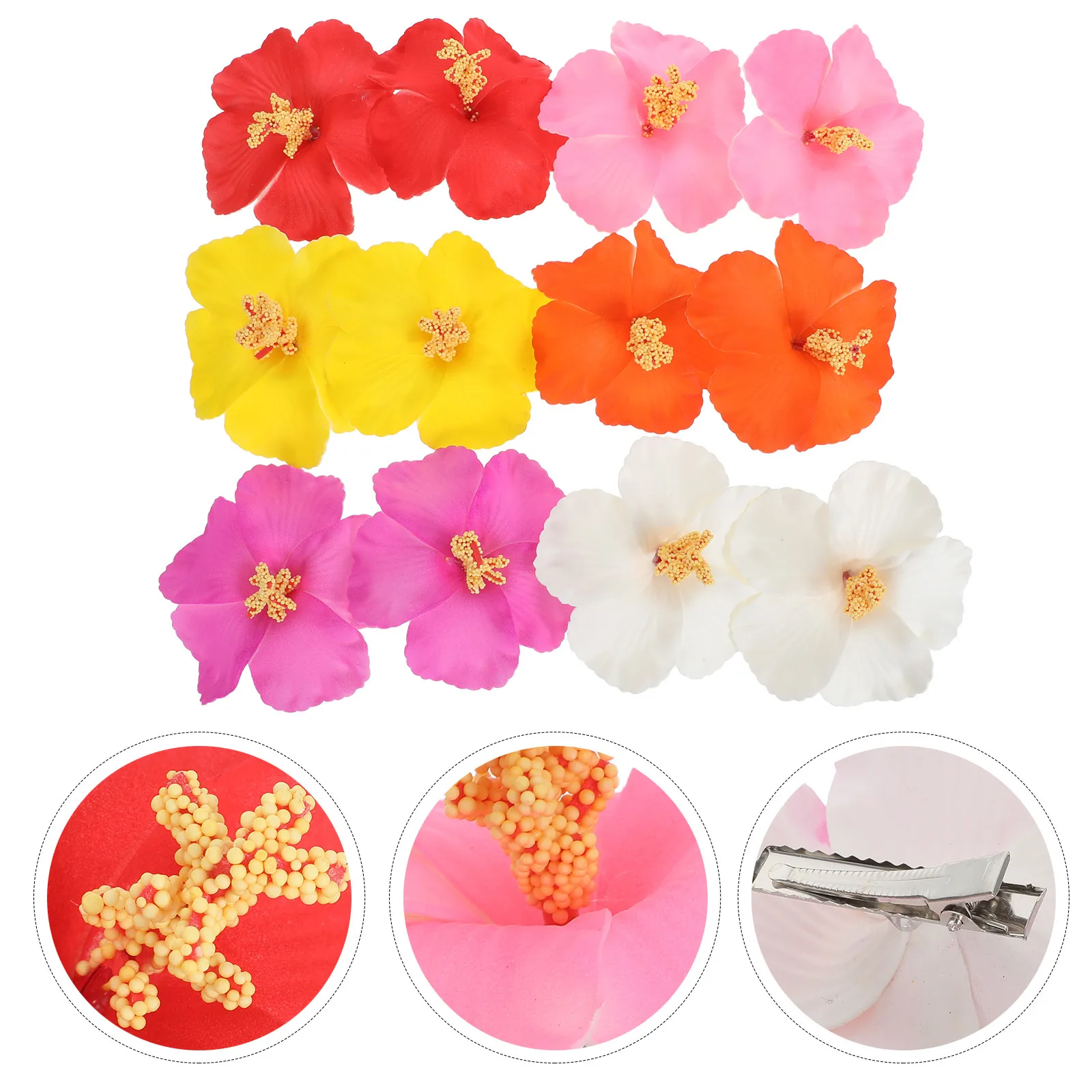 12Pcs Hibiscus Floral Hair Clips Women Artificial Tropical Flower Hairpins Hawaiian Theme Hair Accessories for Wedding
12Pcs Hibiscus Floral Hair Clips Women Artificial Tropical Flower Hairpins Hawaiian Theme Hair Accessories for Wedding