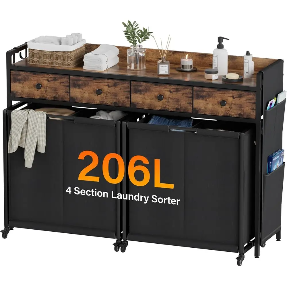 Laundry Sorter 4 Section: Laundry Hamper Basket with Shel and Wheels - Rolling Laundry Basket Organizer with abric Ders and Pull
Laundry Sorter 4 Section: Laundry Hamper Basket with Shel and Wheels - Rolling Laundry Basket Organizer with abric Ders and Pull