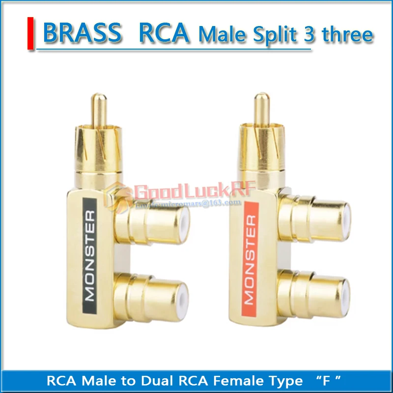 RCA Male to Dual RCA Female audio and video Type F Brass lotus three split one-in-two RCA RF connector extension conversion
RCA Male to Dual RCA Female audio and video Type F Brass lotus three split one-in-two RCA RF connector extension conversion