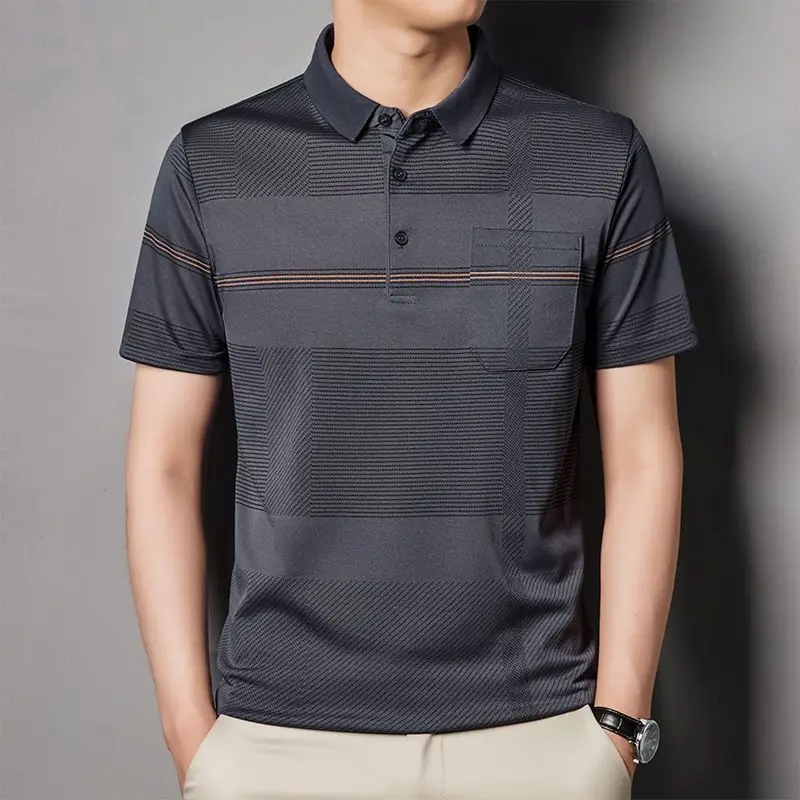 Real Pocket Short-sleeved T-shirt Men's Polo Middle-aged and Elderly Men's Grandfather's Short-sleeved Clothes 
Real Pocket Short-sleeved T-shirt Men's Polo Middle-aged and Elderly Men's Grandfather's Short-sleeved Clothes