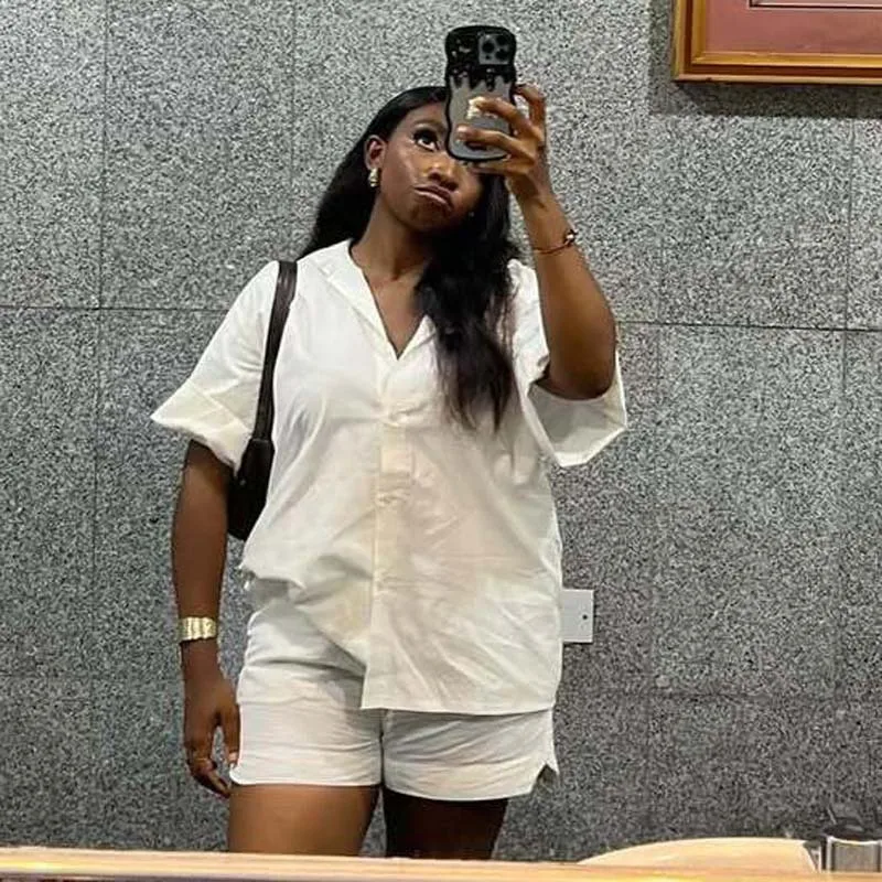 African Black Fashion Casual Women's Suit Loose plus Size Suit Collar European and American Shirt Shorts Fashion Two-Piece Suit
African Black Fashion Casual Women's Suit Loose plus Size Suit Collar European and American Shirt Shorts Fashion Two-Piece Suit