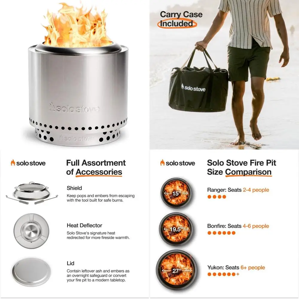 15 Portable Outdoor Fireplace Pit - Lightweight Smokeless Fire Bowl with Removable Ash Pan
15 Portable Outdoor Fireplace Pit - Lightweight Smokeless Fire Bowl with Removable Ash Pan