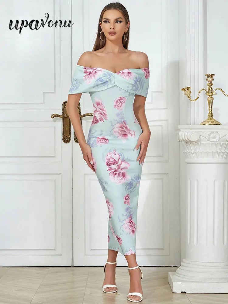 2023 Sexy Women's Printed Dresses Card Shoulder Sleeve Design Bodycon Off Back Midi Dress Celebrity Evening Club Party Vestidos
2023 Sexy Women's Printed Dresses Card Shoulder Sleeve Design Bodycon Off Back Midi Dress Celebrity Evening Club Party Vestidos
