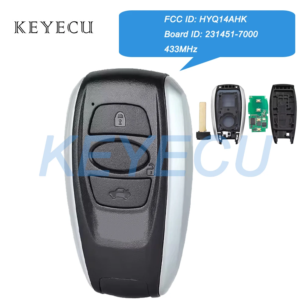 Keyecu 14AHK 231451-7000 433.92MHz FSK 8A Chip Smart Remote Car Key Fob 3 Buttons for Subaru Forester Legacy Impreza XV BRZ
Keyecu 14AHK 231451-7000 433.92MHz FSK 8A Chip Smart Remote Car Key Fob 3 Buttons for Subaru Forester Legacy Impreza XV BRZ