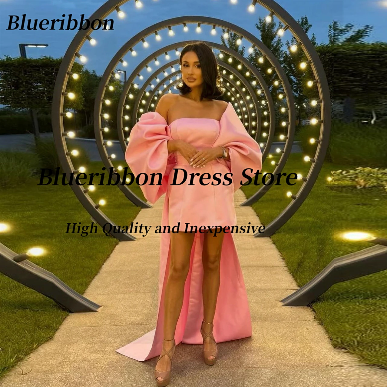 Blueribbon Mini Pink Prom Dresses Strapless Lace Up Back Cocktail Party Homecoming Gowns with Long Shawls Vestidos Evening Dress
Blueribbon Mini Pink Prom Dresses Strapless Lace Up Back Cocktail Party Homecoming Gowns with Long Shawls Vestidos Evening Dress