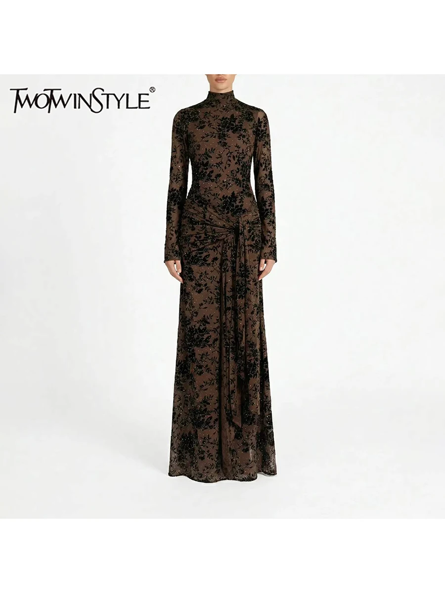 TWOTWINSTYLE Solid Slimming Spliced Sequins Dresses for Women Round Neck Long Sleeves Patchwork Lace Up Midi Dress Female New
TWOTWINSTYLE Solid Slimming Spliced Sequins Dresses for Women Round Neck Long Sleeves Patchwork Lace Up Midi Dress Female New