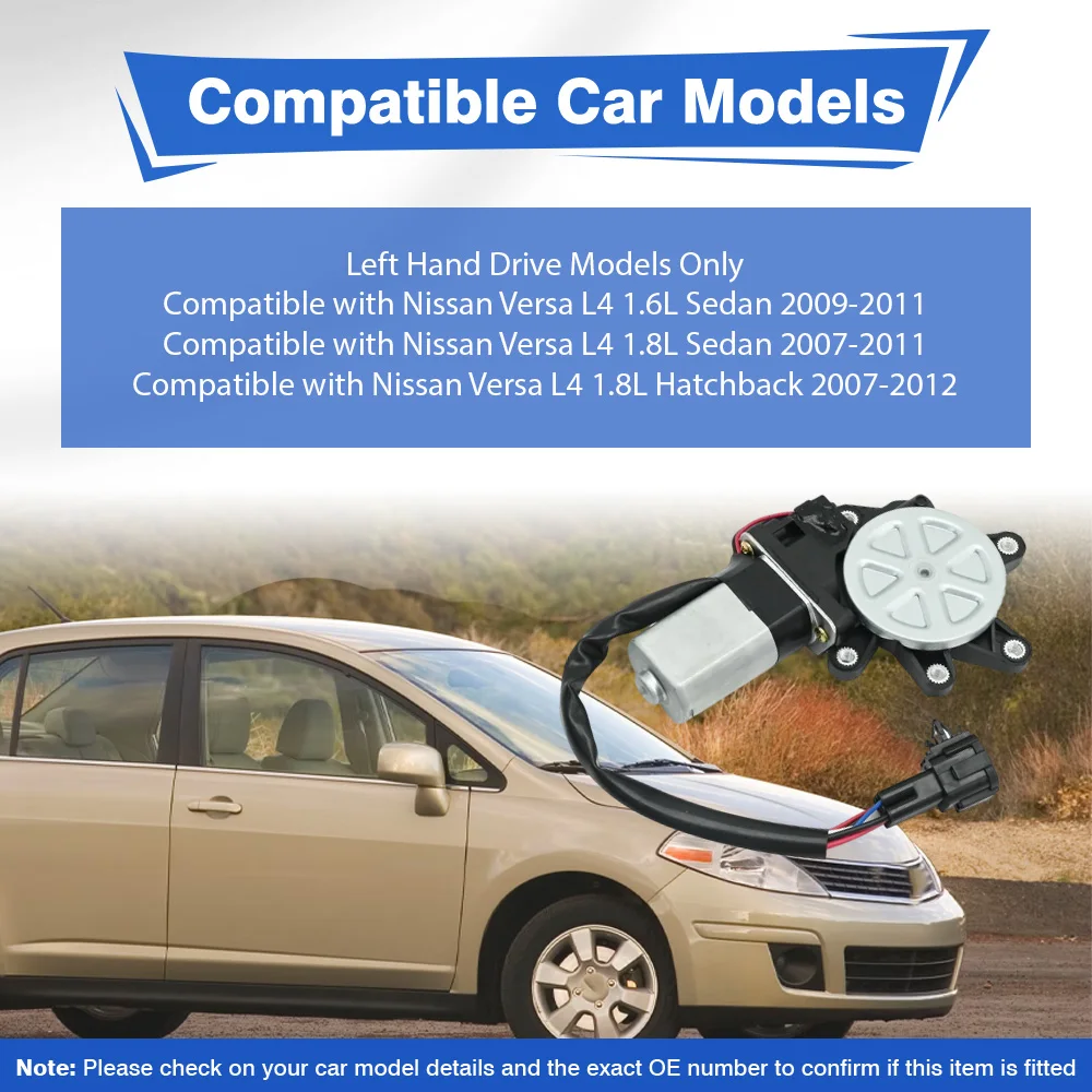 6 Pins Front Left Power Window Regulator Lift Motor 80731-ED000, 80731-ED00A For Nissan Versa L4 1.6L 1.8L Sedan 1.8L Hatchback
6 Pins Front Left Power Window Regulator Lift Motor 80731-ED000, 80731-ED00A For Nissan Versa L4 1.6L 1.8L Sedan 1.8L Hatchback
