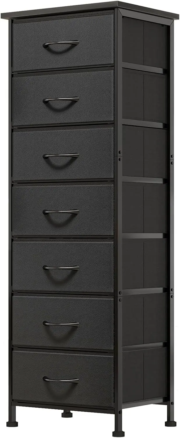 Black Tall Skinny Dresser for Bedroom, Narrow Storage Dresser Organizer with 7 Fabric Drawers, Nightstand Furniture in Closet
Black Tall Skinny Dresser for Bedroom, Narrow Storage Dresser Organizer with 7 Fabric Drawers, Nightstand Furniture in Closet