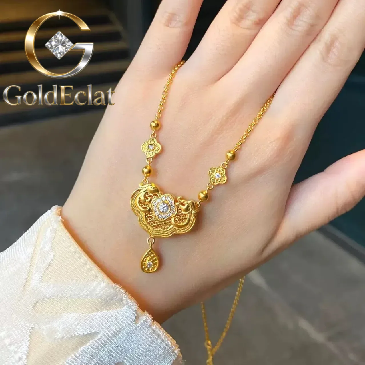 GoldEclat Luxury 24K 9999 Pure Gold real gold Dragon and Phoenix Homing Necklace Versatile Necklace Women's Clavicle Chain
GoldEclat Luxury 24K 9999 Pure Gold real gold Dragon and Phoenix Homing Necklace Versatile Necklace Women's Clavicle Chain