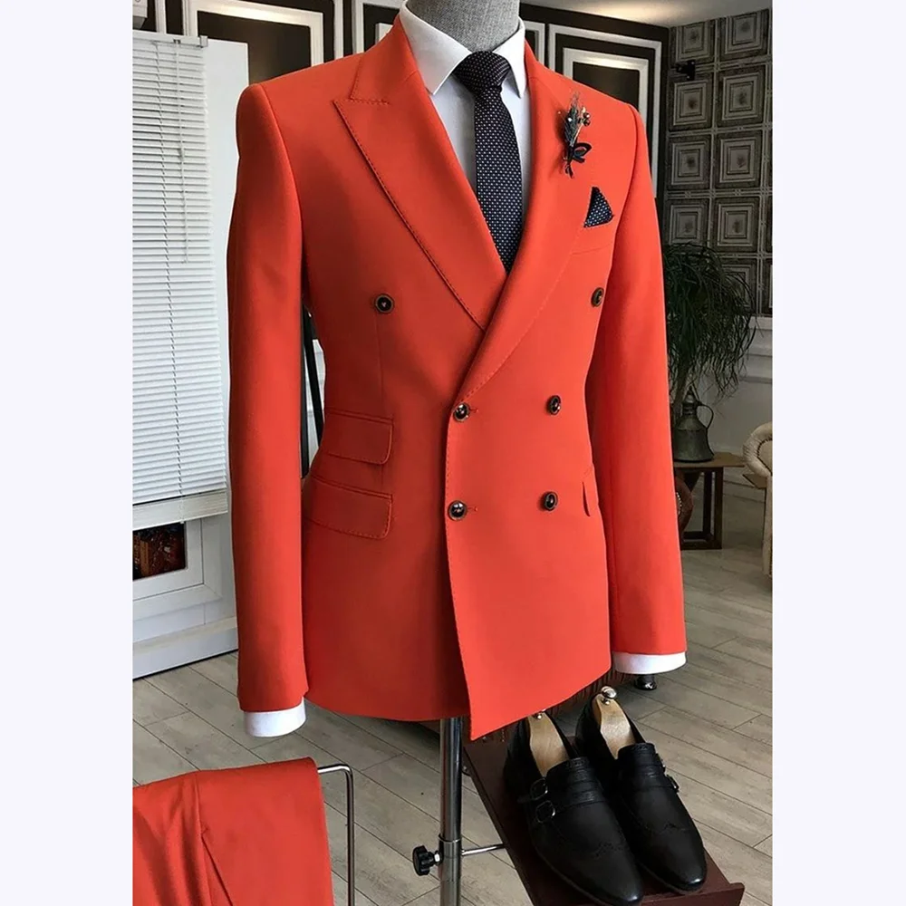 Bright Orange Suits For Men Double Breasted Casual Outfits Peaked Lapel Male Suit Set 2 Piece Business Party Formal Clothing
Bright Orange Suits For Men Double Breasted Casual Outfits Peaked Lapel Male Suit Set 2 Piece Business Party Formal Clothing