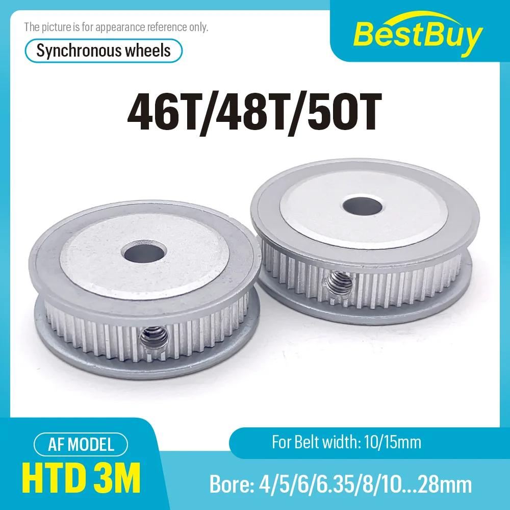 HTD 3M 46T/48T/50Teeth Synchronizing Wheel Bore 4-28mm Timing Belt Width 10/15mm 3D printer CNC Parts
HTD 3M 46T/48T/50Teeth Synchronizing Wheel Bore 4-28mm Timing Belt Width 10/15mm 3D printer CNC Parts