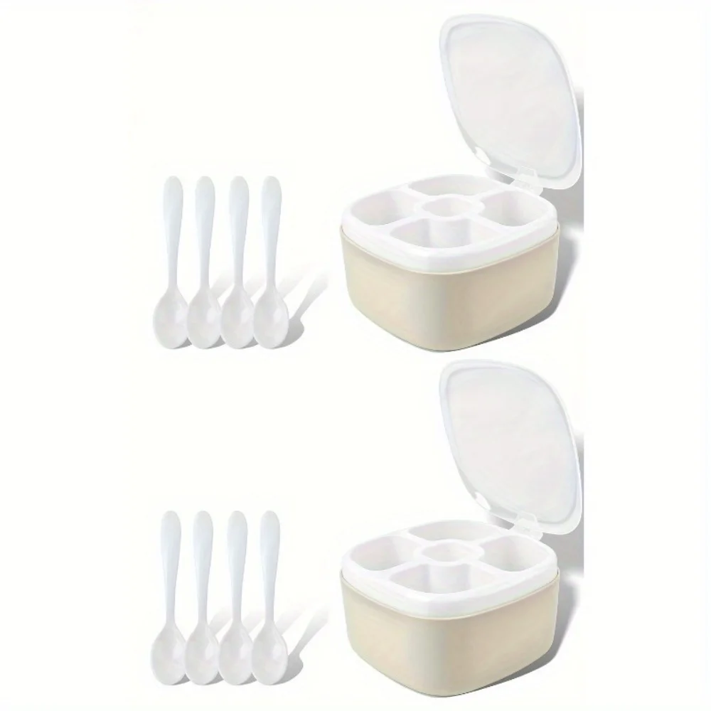 8-Piece Plastic Seasoning Box Set with 4-Compartment Condiment Jars, Leakproof Spice Containers for Salt, Sugar, Pepper, and Pow
8-Piece Plastic Seasoning Box Set with 4-Compartment Condiment Jars, Leakproof Spice Containers for Salt, Sugar, Pepper, and Pow