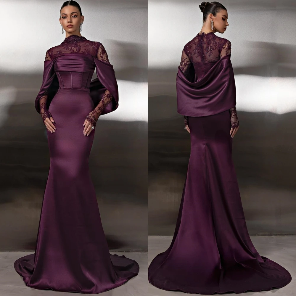 Customized Luxury Satin Evening Dress Exquisite High Collar Prom Dresses Modern Mermaid Sweep Train Special Occasion Gowns
Customized Luxury Satin Evening Dress Exquisite High Collar Prom Dresses Modern Mermaid Sweep Train Special Occasion Gowns