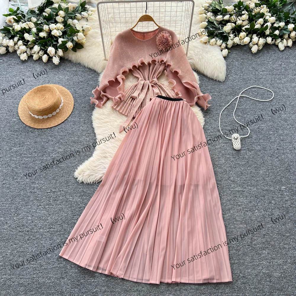 ZOCI-three-dimensional flower fungus edge splicing long sleeves, waist top women's high waist pleated skirt Miyake suit
ZOCI-three-dimensional flower fungus edge splicing long sleeves, waist top women's high waist pleated skirt Miyake suit