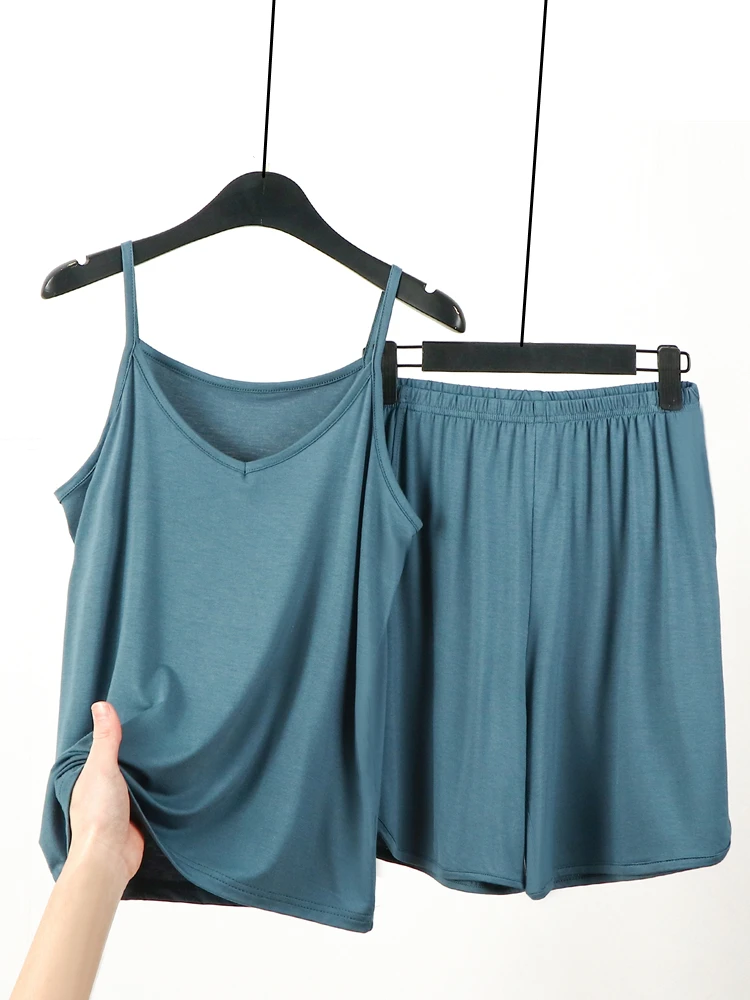 Modal V-Neck Strap Short Pants Set Women's Thin Casual Loose plus Size Base Sleepwear Home Clothes Two-Piece Set
Modal V-Neck Strap Short Pants Set Women's Thin Casual Loose plus Size Base Sleepwear Home Clothes Two-Piece Set