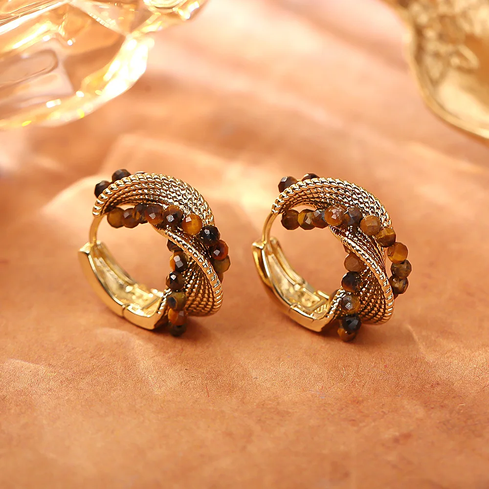 Fashionable and exquisite Maillard hoop earrings, high-end and personalized tiger eye stone earrings, elegant earrings
Fashionable and exquisite Maillard hoop earrings, high-end and personalized tiger eye stone earrings, elegant earrings