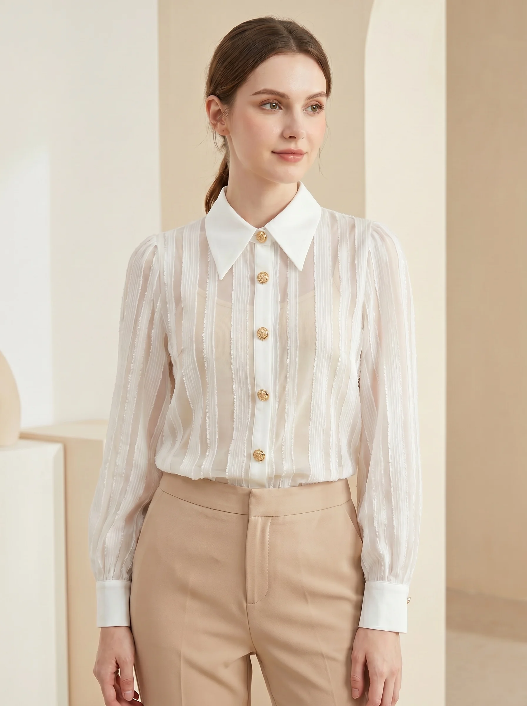 Gadinus Women's Textured Stripe Button Front Shirt Long Sleeve Collared Office Blouse
Gadinus Women's Textured Stripe Button Front Shirt Long Sleeve Collared Office Blouse