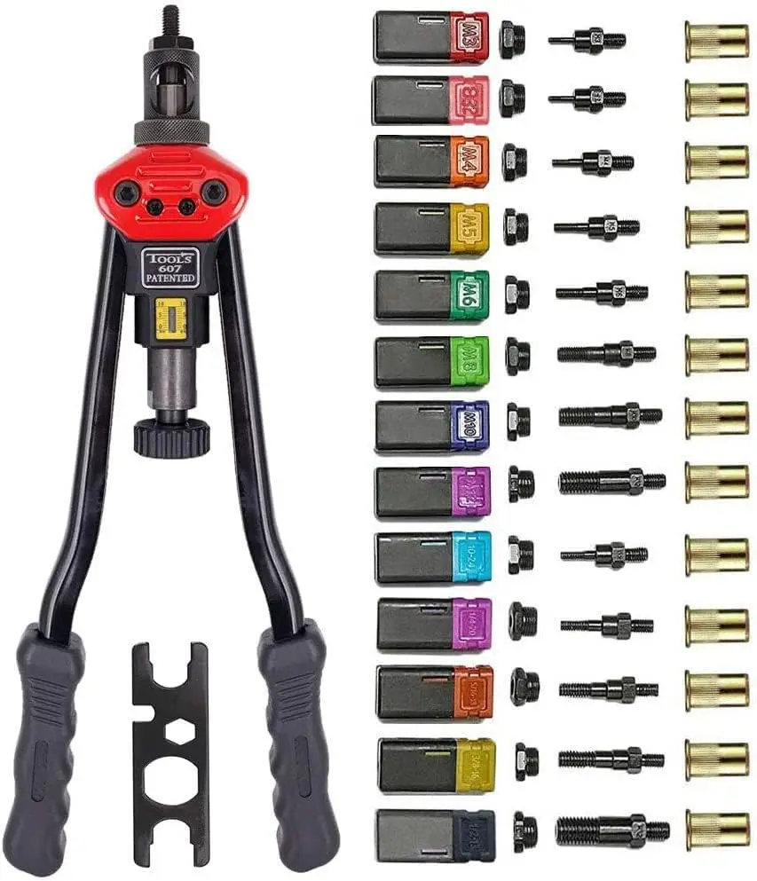 16" Professional Rivet Nut Tool Kit with 13 Mandrels and 125 Rivets Nuts for Automotive and DIY Projects
16" Professional Rivet Nut Tool Kit with 13 Mandrels and 125 Rivets Nuts for Automotive and DIY Projects