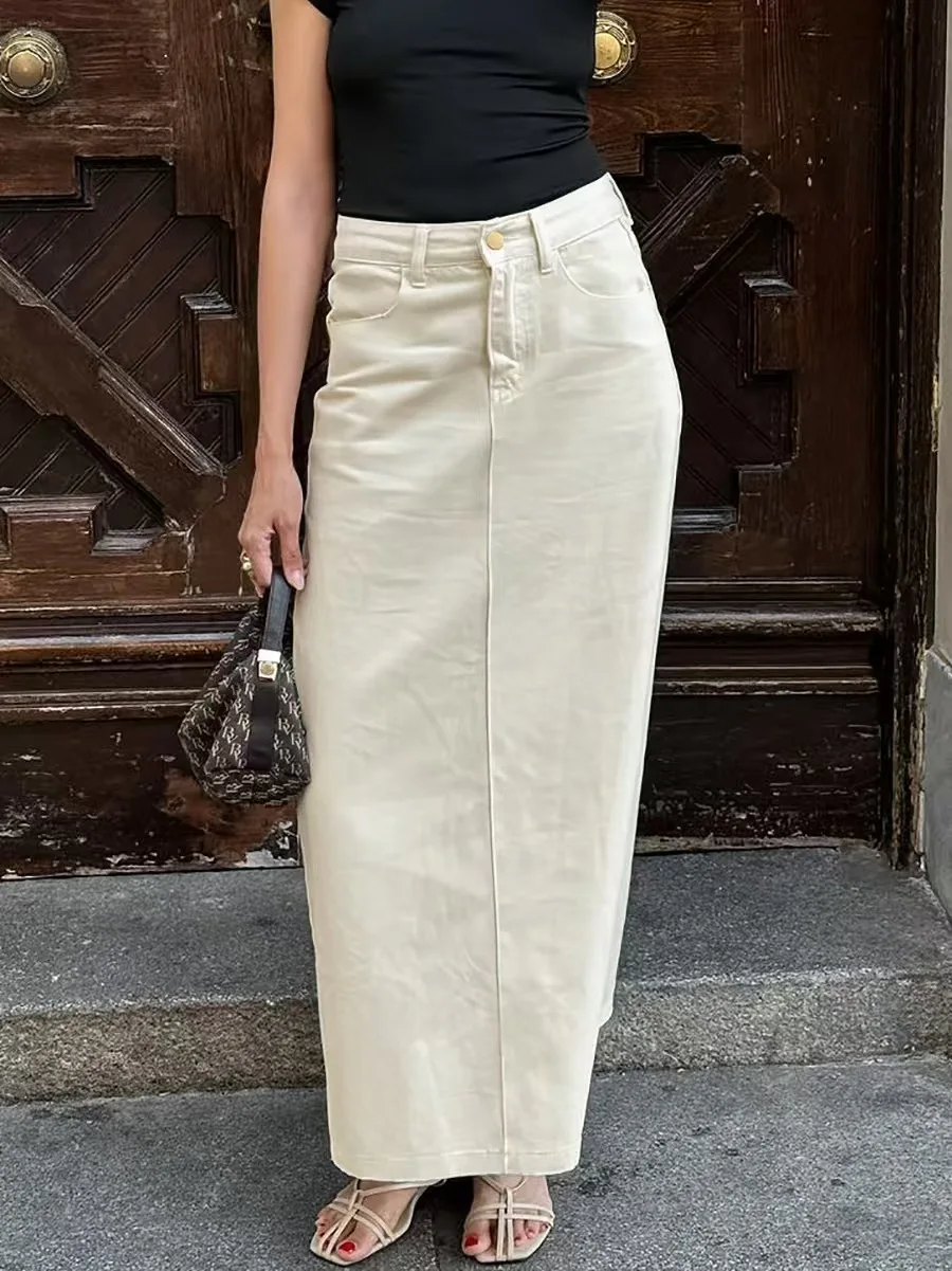 Faionable High Waist Split Skirt with kets All-Match Sle Long Straight Cut Women's Premium Quali Cotton Midi Skirt
Faionable High Waist Split Skirt with kets All-Match Sle Long Straight Cut Women's Premium Quali Cotton Midi Skirt