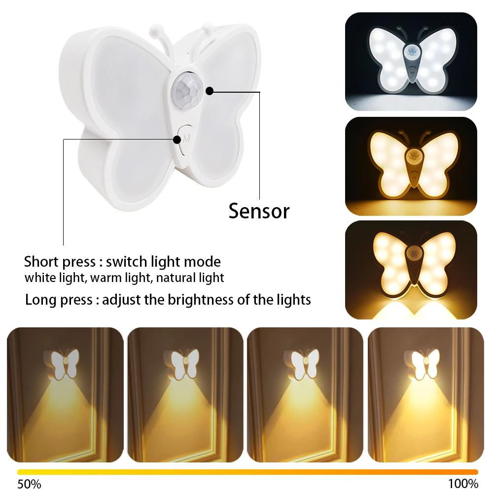 LED Induction Built-In Lithium Battery USB Rechargeable Butterfly Night Light Wall Lamp Study New Unique Wall Atmosphere Light
LED Induction Built-In Lithium Battery USB Rechargeable Butterfly Night Light Wall Lamp Study New Unique Wall Atmosphere Light