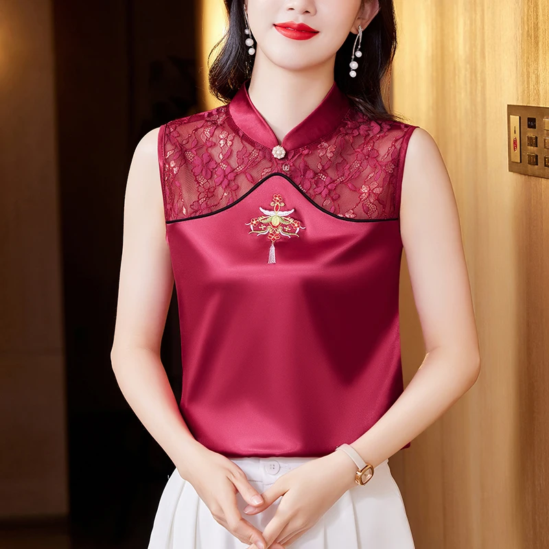 M-5XL 2024 New Vintage Embroidered Tank Top Spring Summer Silk Satin Sleeveless Women Blouse Patchwork Lace Shirt
M-5XL 2024 New Vintage Embroidered Tank Top Spring Summer Silk Satin Sleeveless Women Blouse Patchwork Lace Shirt