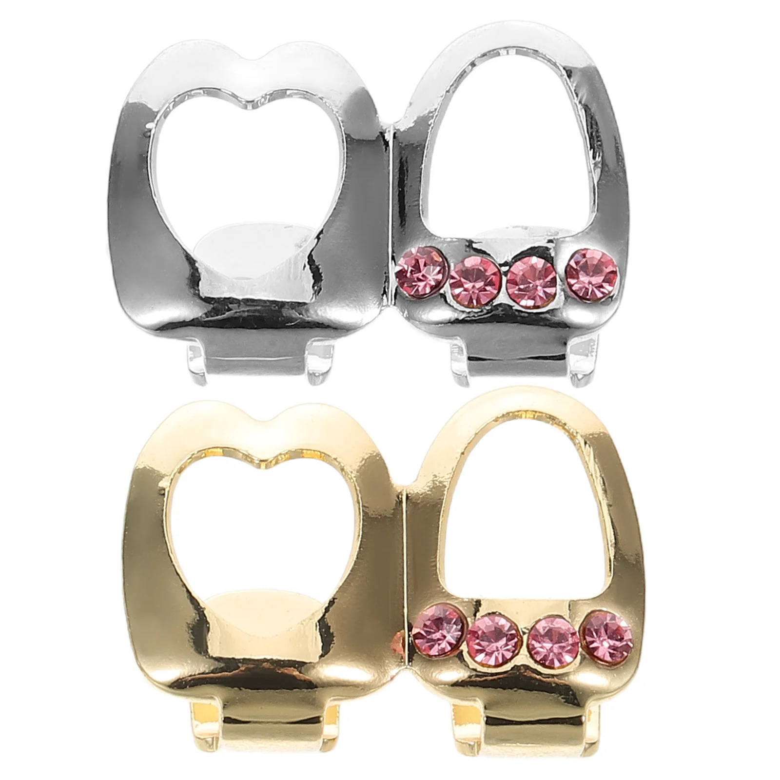 2Pcs Heart Teeth Grills Hip Hop Hollow Design Zircon Rhinestone Gold Silver Mouth Grills Rapper Jewelry Men Women
2Pcs Heart Teeth Grills Hip Hop Hollow Design Zircon Rhinestone Gold Silver Mouth Grills Rapper Jewelry Men Women