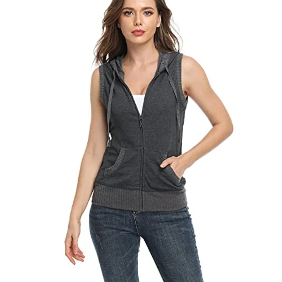 Women's Sleeveless Hoodies Zip Up Hooded Vest Casual Sweatshirt with Kanga Pocket
Women's Sleeveless Hoodies Zip Up Hooded Vest Casual Sweatshirt with Kanga Pocket