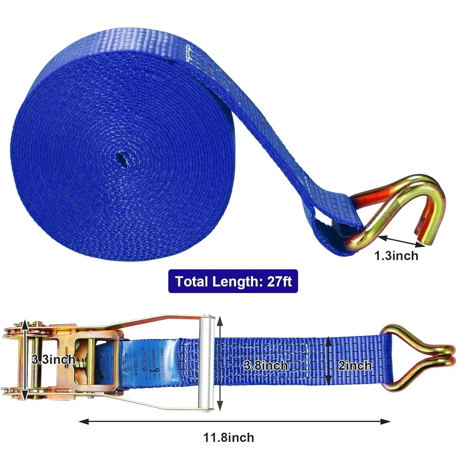 Double J Hook Ratchet Straps,Heavy Duty Tie Down Straps for Trucks 4Pcs 9m X 50mm
Double J Hook Ratchet Straps,Heavy Duty Tie Down Straps for Trucks 4Pcs 9m X 50mm